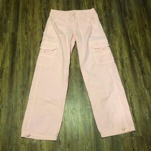 American Eagle Pants Women's 2L Baggy Jogger Wide Leg Pink Utility Pocket Spring